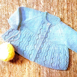 PDF Knitting Pattern~Lacy Matinee Coat~DK~3-6 months
