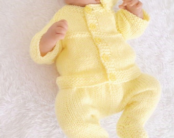 Hand-Knitted Pram Set~Lemon~Premature or 15″ Dolls