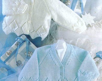 PDF Knitting Pattern 3906~Leaf Lace Edged Cardigans~DK~16-26"