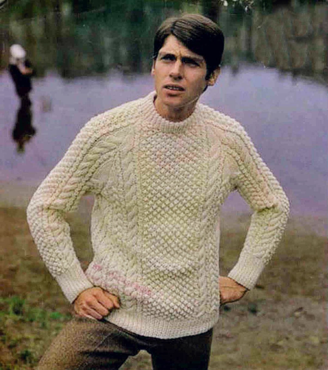 Nearly Free PDF Knitting Pattern 4403~man's Aran-style Sweater~chunky ...