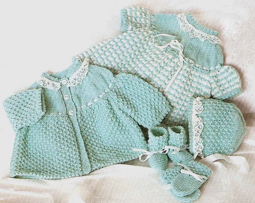 Layette Pattern PDF Knitting Pattern~baby Girl's Layette~dk~16-22