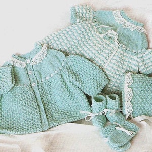 PDF Knitting Pattern SA2DS~Baby Girl&#39;s Layette~DK~16-22&quot;