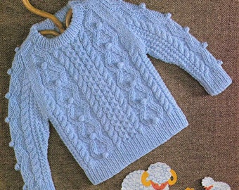 PDF Knitting Pattern~Cabled Sweater~DK~19-26"