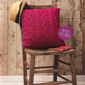 PDF Knitting Pattern~Cabled Cushion Cover~Aran