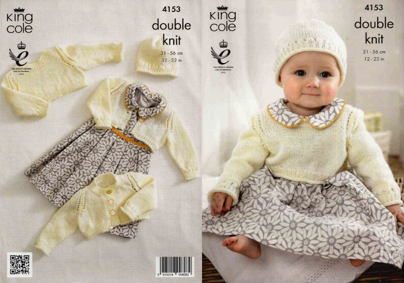 12-22 /" CHEST JUMPER N0 19 PREM BABY CARDIGANS HAT Knitting Pattern DK