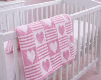 LITTLE SWEETHEART Pram Blanket Knitting Pattern~DK