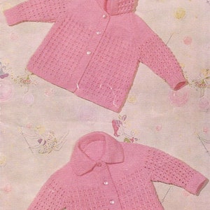 Nearly Free PDF Knitting Pattern 8074~Hooded Jacket & Collared Jacket~DK~19-21&quot;