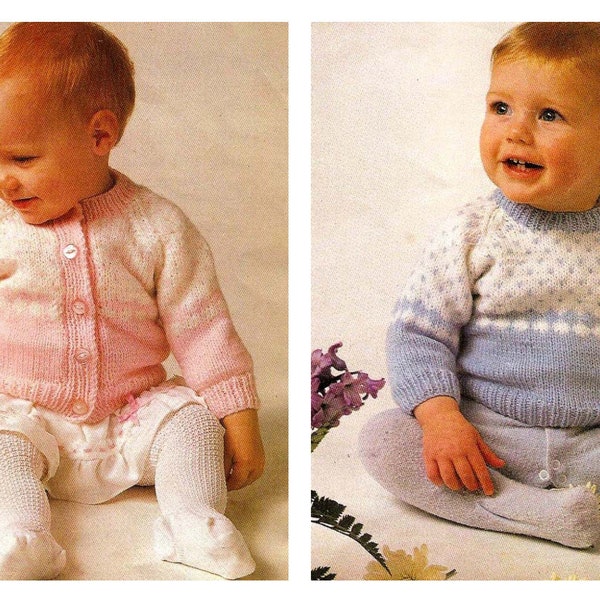 PDF Knitting Pattern~Fair Isle Sweater & Cardigan~QK~16-20"