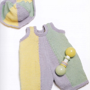 PDF Knitting Pattern~Romper & Sunhat~DK~6-18 months