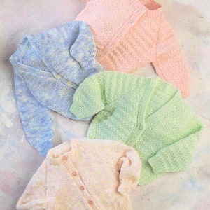 PDF Knitting Pattern 598~Plain and Patterned Cardigans~DK~16-26&quot;