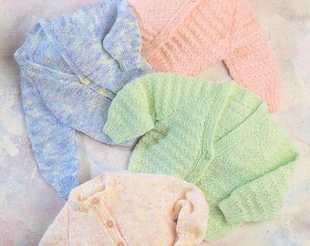 PDF Knitting Pattern 598~Plain and Patterned Cardigans~DK~16-26"