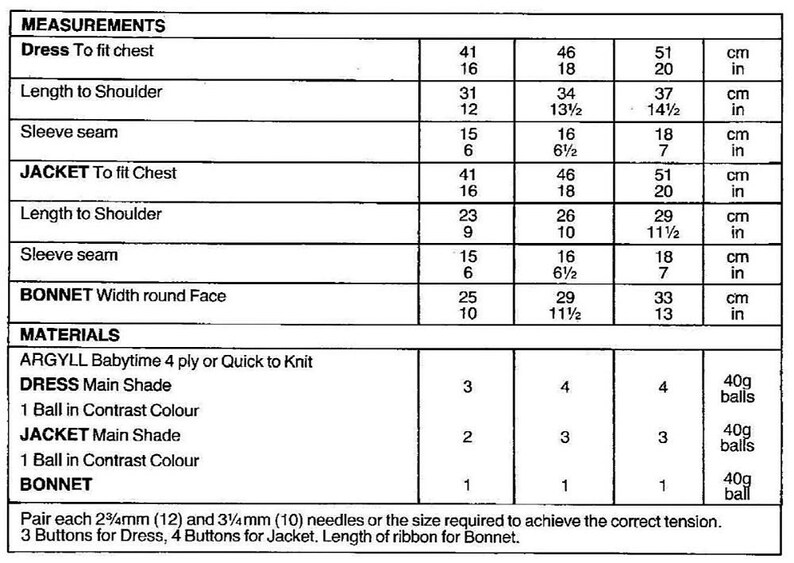 Nearly Free PDF Knitting Pattern 224~baby's Dress, Jacket and Bonnet ...