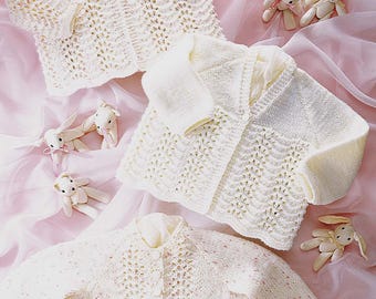 PDF Knitting Pattern 3974~Feather and Fan Matinee Coats~DK~12-20"