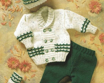 PDF Knitting Pattern 1032~Baby Boy's Outdoor Set~DK~12-20"