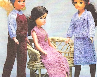PDF Strickanleitung 13077~Drei Outfits für Teenager Puppen~31cm Puppen