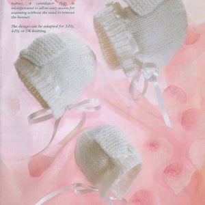 PDF Knitting Pattern 1577~Premature Baby Ventilator Hats~3ply/4ply/DK