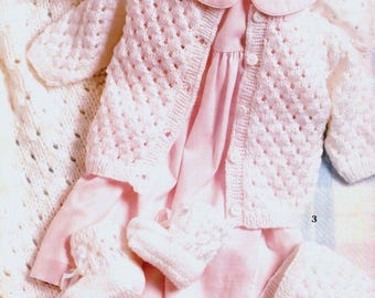PDF Knitting Pattern~Gorgeous Cardigan Set & Blanket~4ply and Aran~6 months