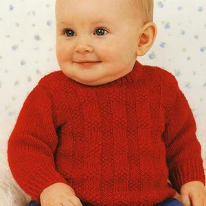 PDF Knitting Pattern 3519~Chequered Sweater~DK~16-22"