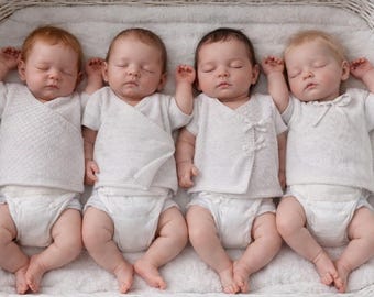 Nearly Free PDF Knitting Pattern 81~4 Baby Vests~3ply~0-12 months