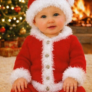 PDF Knitting Pattern 1596~Santa Suit~DK & Eyelash~16-22"