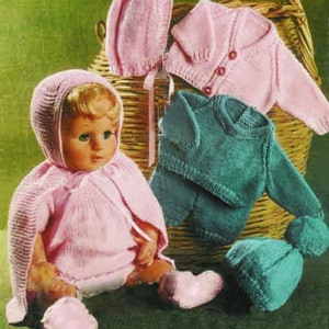 PDF Knitting Pattern 1289~Doll&#39;s Clothes~4ply~16-20&quot; Dolls or Prem Babies