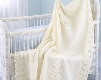 PDF Knitting Pattern 253d~Baby's Shawl with Diamond Pattern~DK or 4ply