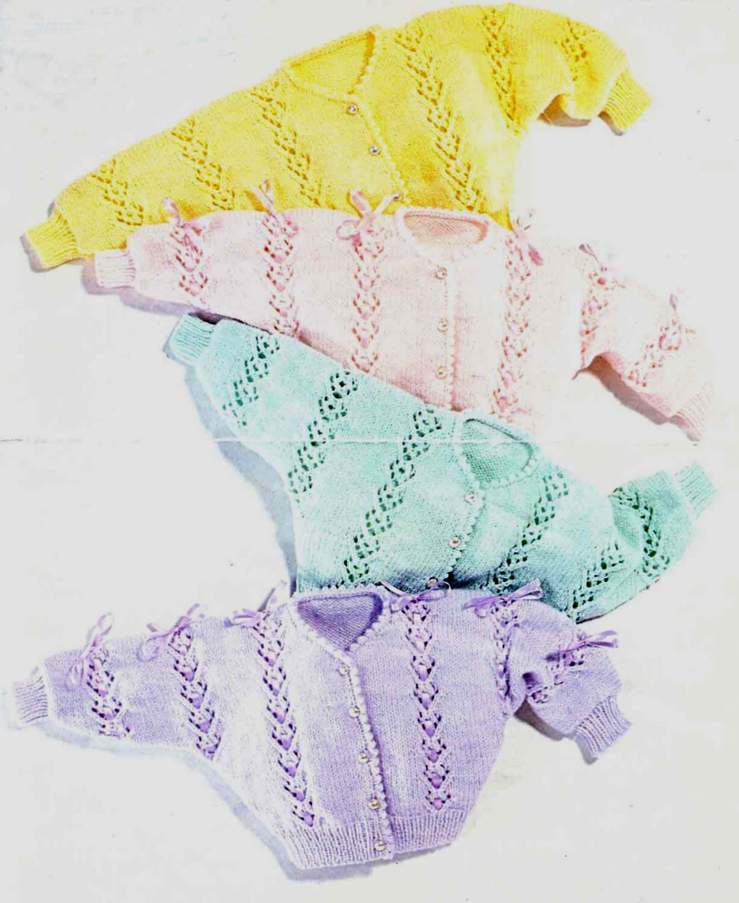 PDF Knitting Pattern 481~lace and Picot Cardigan~dk~14-24