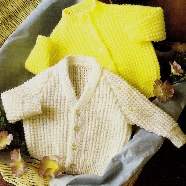 PDF Knitting Pattern~Baby Cardigans in Easy Textured Stitch~DK~16-22"