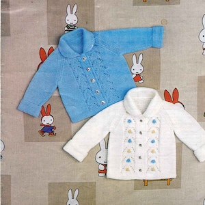 Nearly Free PDF Knitting Pattern 8657~Lace Panel Baby Jacket~DK or 4ply~19-22"