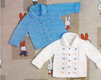 Nearly Free PDF Knitting Pattern 8657~Lace Panel Baby Jacket~DK or 4ply~19-22"