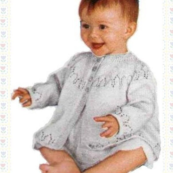 PDF Knitting Pattern~Lacy Matinee Coat~4ply~18-20"