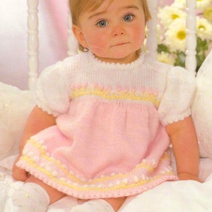 PDF Knitting Pattern 8754a~Sweet Baby Dress~DK~18-21&quot;
