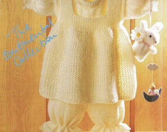 PDF Knitting Pattern~Baby Girl's Pinafore Dress, Sweater & Bloomers~DK~16-22"
