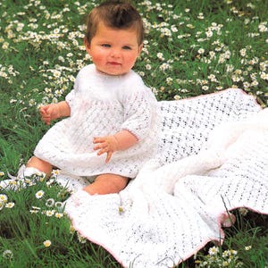 PDF Knitting Pattern 486~Baby&#39;s Lacy Layette~4ply~16-18&quot;