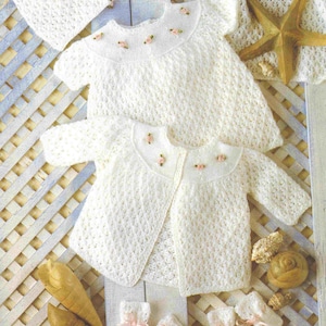 NEARLY FREE Pdf Knitting Pattern 1111~Baby Girl's Layette and Shawl~4ply~12-18"
