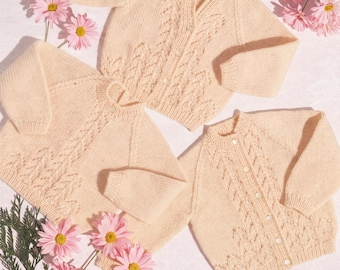 PDF Knitting Pattern 680~Lace Panel Cardigans and Sweater~DK~18-24"