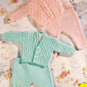 PDF Knitting Pattern 4739~Cardigans & Leggings for Tiny Babies~4ply~12-16"