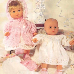 PDF Knitting Pattern 7085~Doll&#39;s Layette~4ply~12-22&quot; Dolls or Prem Babies