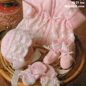 PDF Knitting Pattern 1931~Gorgeous 4-Piece Baby Set~4ply~18-21&quot;