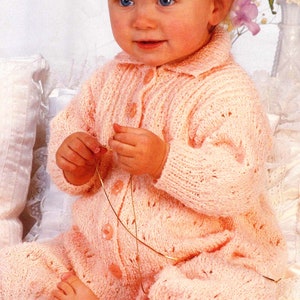 PDF Knitting Pattern 0244~Lacy All-in-One Romper~DK~16-20&quot;