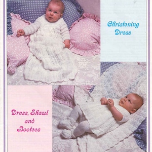 PDF Strickanleitung 506~Tolle Taufkleid Set mit Schal~3fach~40-50cm