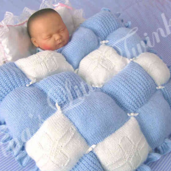 Blue Skies Knitting Pattern pdf~Baby's Pram or Posing Quilt~DK~Instant Download