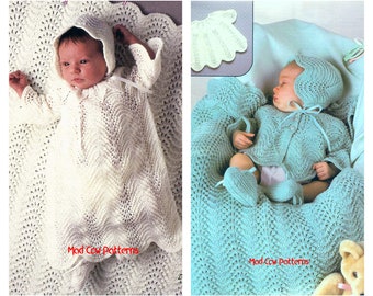 PDF Knitting Pattern~Angel Set~Baby's Layette & Shawl~3ply~0-6 months