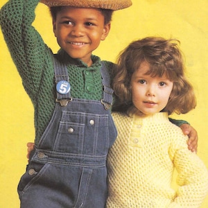 NEARLY FREE Pdf Knitting Pattern 8835~Honeycomb Stitch Sweater for Boy or Girl~DK~24-30"