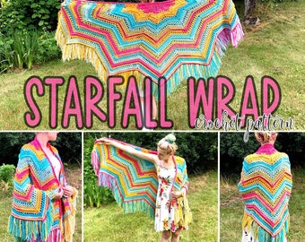 Starfall Wrap Crochet Pattern Shawl Pattern