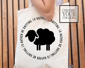I'd Rather Be Knitting Large Tote Bag