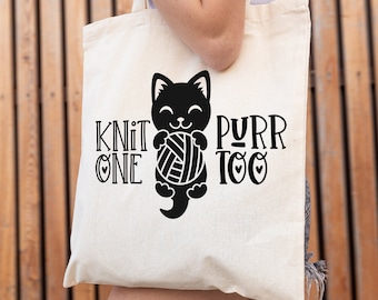 Knit One Purr Too Knitting Large Tote Bag