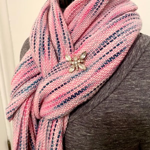 Hand Woven Wool & Silk Scarf Pink Scarf