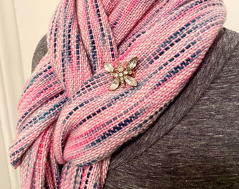 Hand Woven Wool & Silk Scarf Pink Scarf