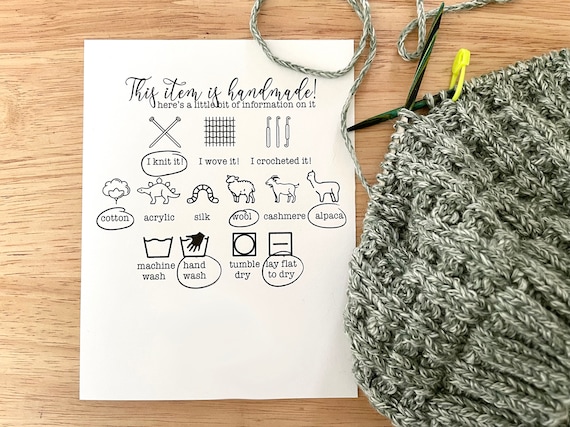 PRINTABLE Care Card for Fiber Knitting Crochet Weaving Gift Giving Gift Tags